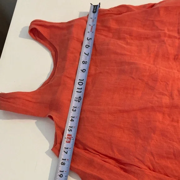 Black Crane Sleeveless High Low Maxi Dress Flax Linen Orange Paprika XS - Picture 11 of 12